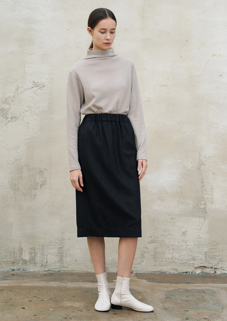 cashmere h line skirt-charcoal