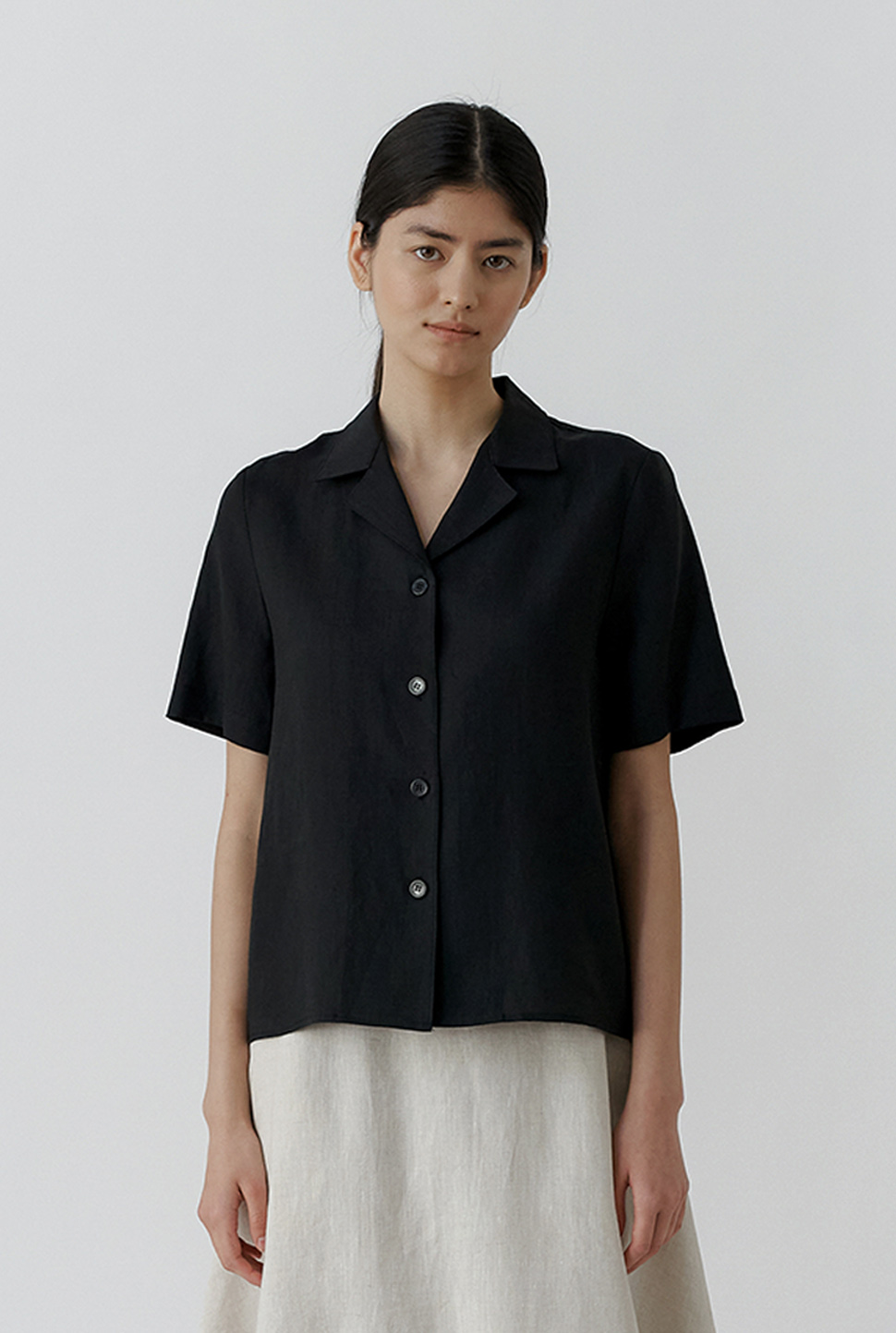 standard linen shirt - black