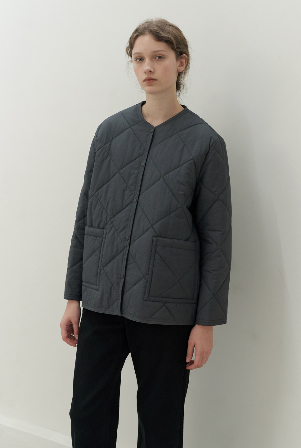 quilted padding jacket-charcoal