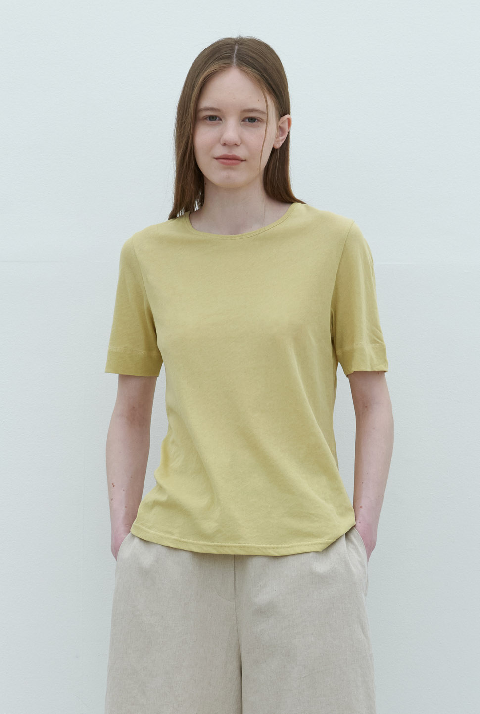 basic cotton t-shirt=lemon