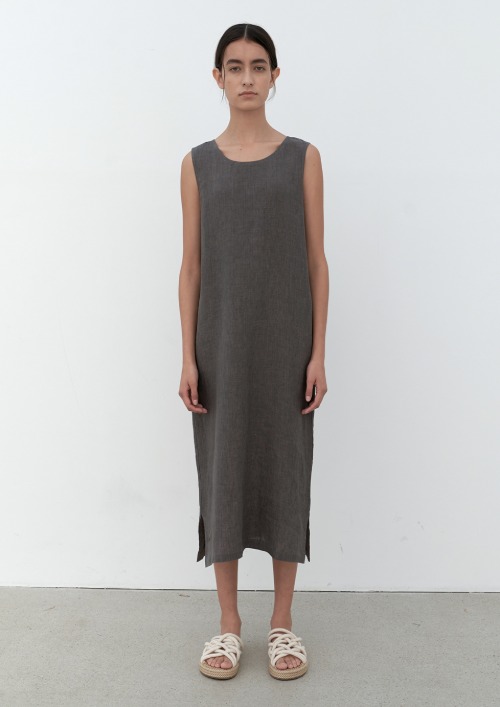 linen sleeveless dress-gray