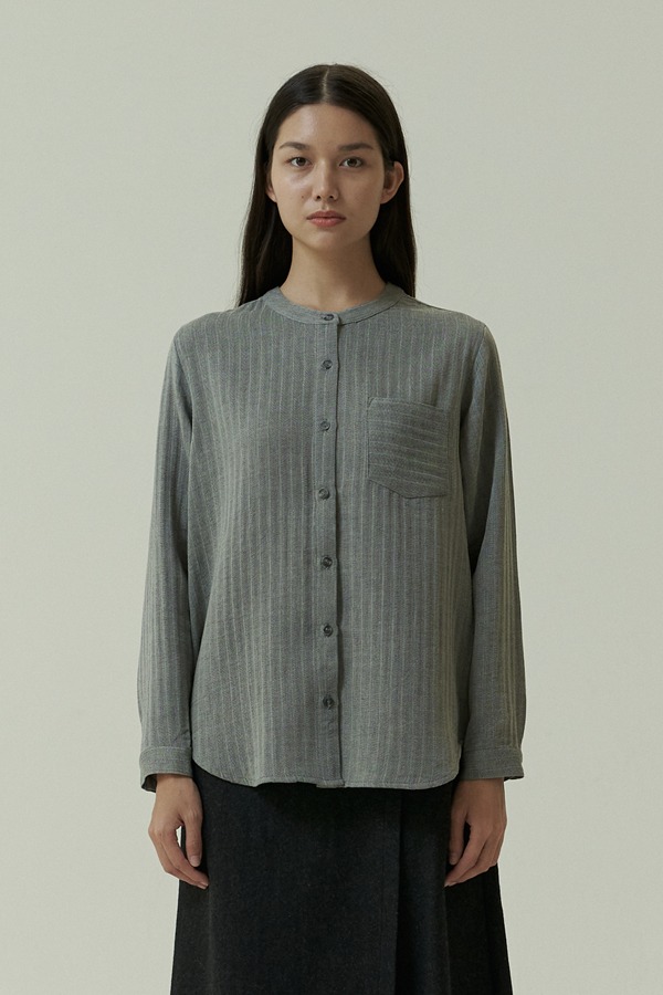 round cotton shirt-gray
