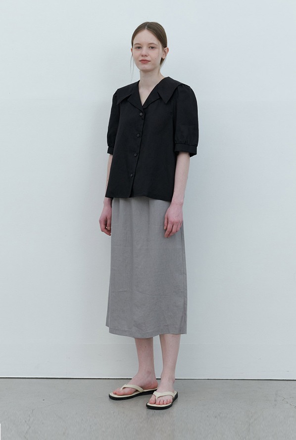 classic linen skirt-gray